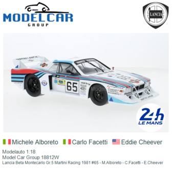 Modelauto 1:18 | Model Car Group 18812W | Lancia Beta Montecarlo Gr.5 Martini Racing 1981 #65 - M.Alboreto - C.Facetti - E.Chee