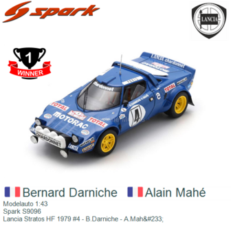 Modelauto 1:43 | Spark S9096 | Lancia Stratos HF 1979 #4 - B.Darniche - A.Mah&amp;#233;