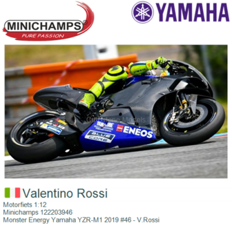 Motorfiets 1:12 | Minichamps 122203946 | Monster Energy Yamaha YZR-M1 2019 #46 - V.Rossi