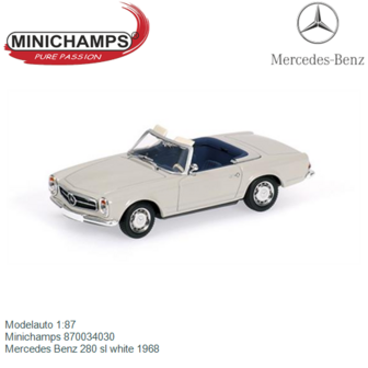 Modelauto 1:87 | Minichamps 870034030 | Mercedes Benz 280 sl white 1968