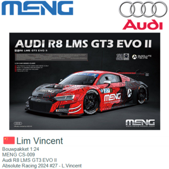 Bouwpakket 1:24 | MENG CS-009 | Audi R8 LMS GT3 EVO II | Absolute Racing 2024 #27 - L.Vincent