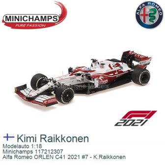 Modelauto 1:18 | Minichamps 117212307 | Alfa Romeo ORLEN C41 2021 #7 - K.Raikkonen