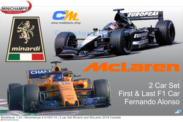 Modelauto 1:43 | Minichamps 412180114 | 2-car Set Minardi and McLaren 2018 Canada