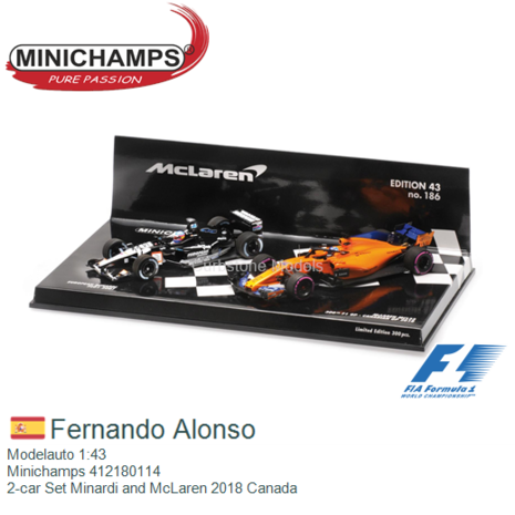 Modelauto 1:43 | Minichamps 412180114 | 2-car Set Minardi and McLaren 2018 Canada