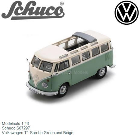 Geavanceerd tekst koepel Modelauto 1:43 | Schuco S07297 | Volkswagen T1 Samba Green and Beige
