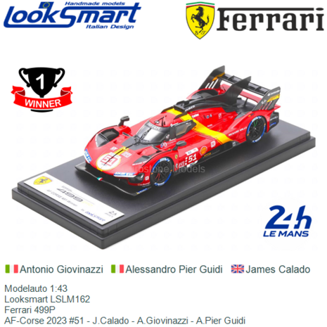 Modelauto 1:43 | Looksmart LSLM162 | Ferrari 499P | AF-Corse 2023 