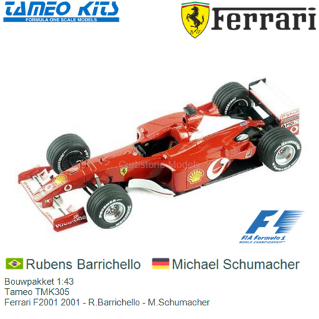 Bouwpakket 1:43 | Tameo TMK305 | Ferrari F2001 2001 - R.Barrichello - M.Schumacher