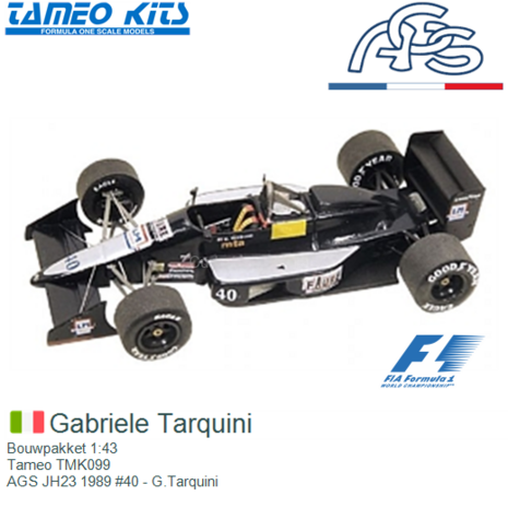 Bouwpakket 1:43 | Tameo TMK099 | AGS JH23 1989 #40 - G.Tarquini