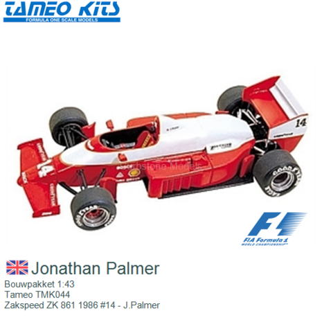 Bouwpakket 1:43 | Tameo TMK044 | Zakspeed ZK 861 1986 #14 - J.Palmer