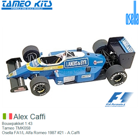 Bouwpakket 1:43 | Tameo TMK058 | Osella FA1/L Alfa Romeo 1987 #21 - A.Caffi