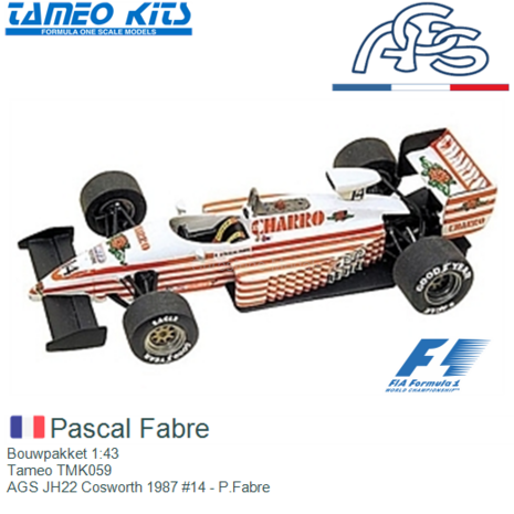 Bouwpakket 1:43 | Tameo TMK059 | AGS JH22 Cosworth 1987 #14 - P.Fabre