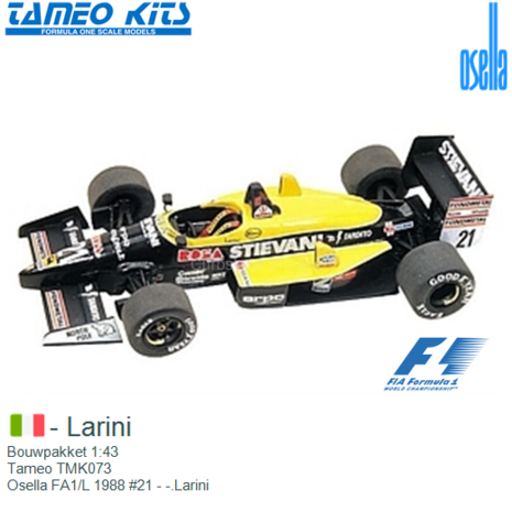 Bouwpakket 1:43 | Tameo TMK073 | Osella FA1/L 1988 #21 - -.Larini