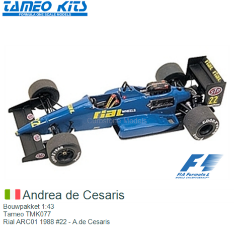 Bouwpakket 1:43 | Tameo TMK077 | Rial ARC01 1988 #22 - A.de Cesaris