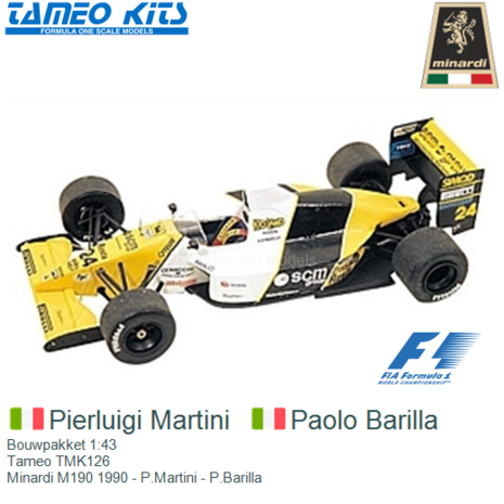 Bouwpakket 1:43 | Tameo TMK126 | Minardi M190 1990 - P.Martini - P.Barilla