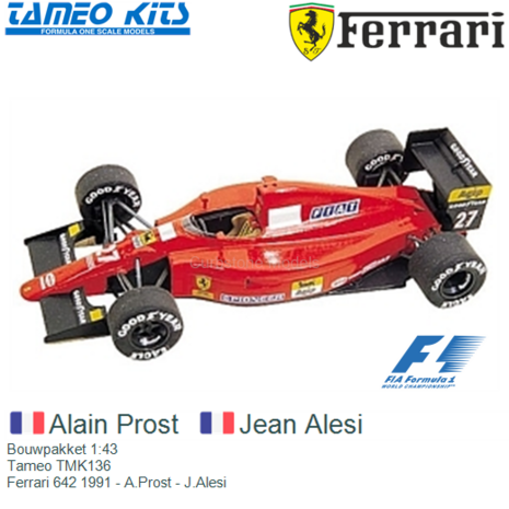 Bouwpakket 1:43 | Tameo TMK136 | Ferrari 642 1991 - A.Prost - J.Alesi