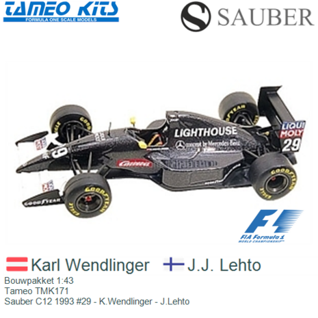 Bouwpakket 1:43 | Tameo TMK171 | Sauber C12 1993 #29 - K.Wendlinger - J.Lehto