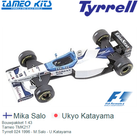 Bouwpakket 1:43 | Tameo TMK217 | Tyrrell 024 1996 - M.Salo - U.Katayama