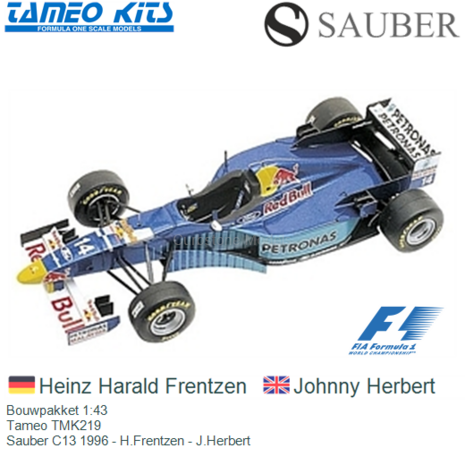 Bouwpakket 1:43 | Tameo TMK219 | Sauber C13 1996 - H.Frentzen - J.Herbert