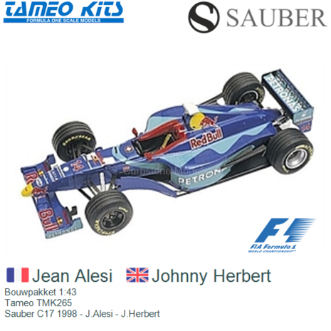 Bouwpakket 1:43 | Tameo TMK265 | Sauber C17 1998 - J.Alesi - J.Herbert