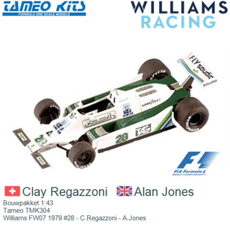 Bouwpakket 1:43 | Tameo TMK304 | Williams FW07 1979 #28 - C.Regazzoni - A.Jones