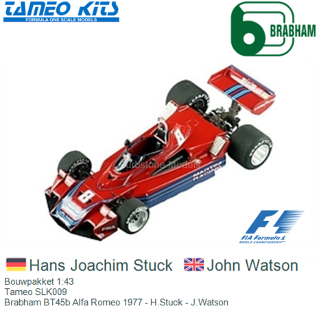 Bouwpakket 1:43 | Tameo SLK009 | Brabham BT45b Alfa Romeo 1977 - H.Stuck - J.Watson