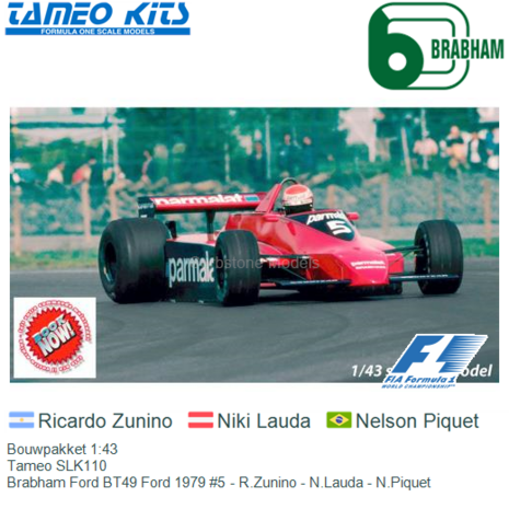 Bouwpakket 1:43 | Tameo SLK110 | Brabham Ford BT49 Ford 1979 #5 - R.Zunino - N.Lauda - N.Piquet