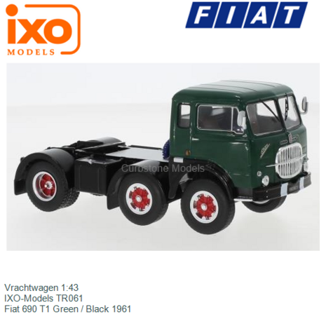 Vrachtwagen 1:43 | IXO-Models TR061 | Fiat 690 T1 Green / Black 1961