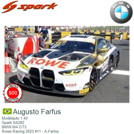 Modelauto 1:43 | Spark SA282 | BMW M4 GT3 | Rowe Racing 2023 #11 - A.Farfus