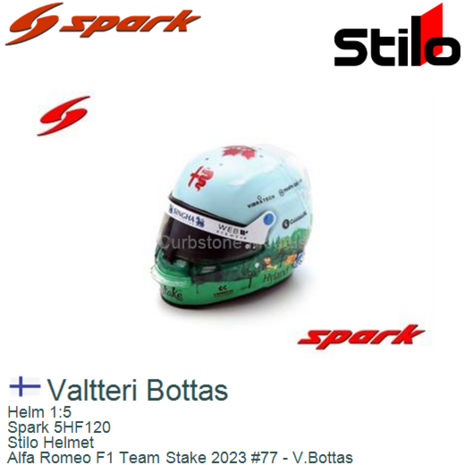 Helm 1:5 | Spark 5HF120 | Stilo Helmet | Alfa Romeo F1 Team Stake 2023 #77 - V.Bottas