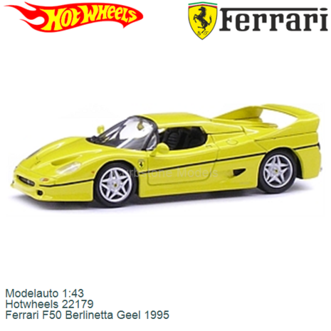 Modelauto 1:43 | Hotwheels 22179 | Ferrari F50 Berlinetta Geel 1995