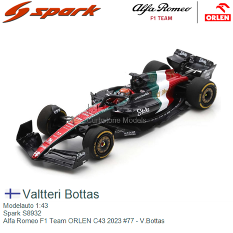 Modelauto 1:43 | Spark S8932 | Alfa Romeo F1 Team ORLEN C43 2023 #77 - V.Bottas