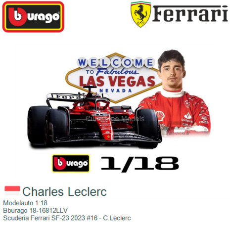 Modelauto 1:18 | Bburago 18-16812LLV | Scuderia Ferrari SF-23 2023 #16 - C.Leclerc