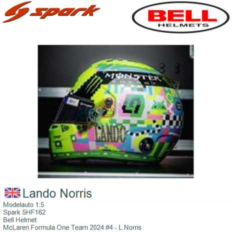 Modelauto 1:5 | Spark 5HF162 | Bell Helmet | McLaren Formula One Team 2024 #4 - L.Norris