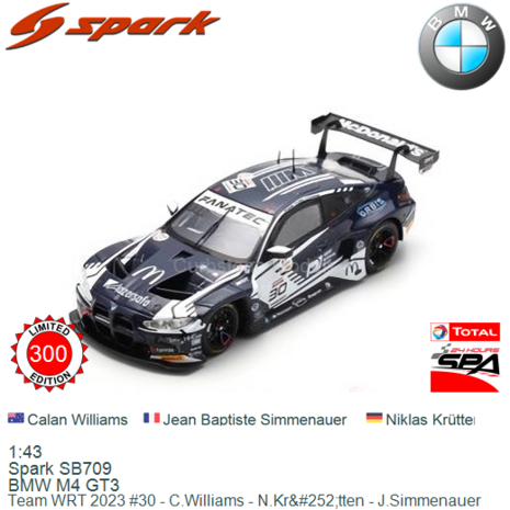 1:43 | Spark SB709 | BMW M4 GT3 | Team WRT 2023 #30 - C.Williams - N.Kr&#252;tten - J.Simmenauer