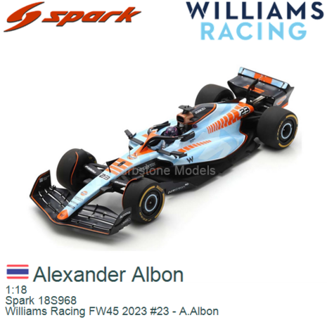 1:18 | Spark 18S968 | Williams Racing FW45 2023 #23 - A.Albon