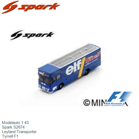 Modelauto 1:43 | Spark S2674 | Leyland Transporter | Tyrrell F1