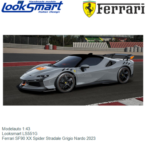 Modelauto 1:43 | Looksmart LS551G | Ferrari SF90 XX Spider Stradale Grigio Nardo 2023