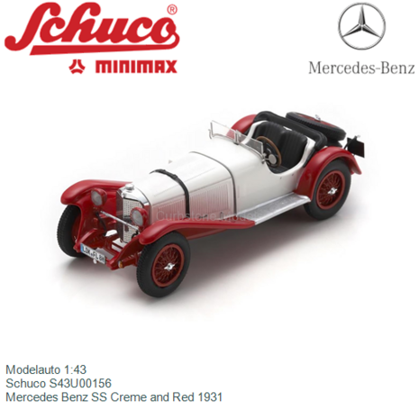 Modelauto 1:43 | Schuco S43U00156 | Mercedes Benz SS Creme and Red 1931