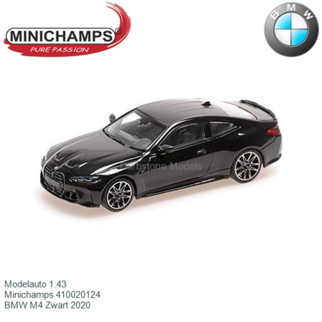 Modelauto 1:43 | Minichamps 410020124 | BMW M4 Zwart 2020