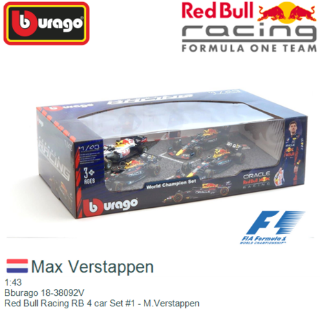 1:43 | Bburago 18-38092V | Red Bull Racing RB 4 car Set #1 - M.Verstappen