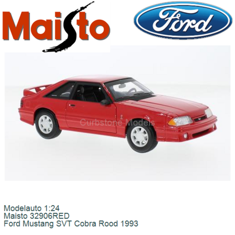 Modelauto 1:24 | Maisto 32906RED | Ford Mustang SVT Cobra Rood 1993