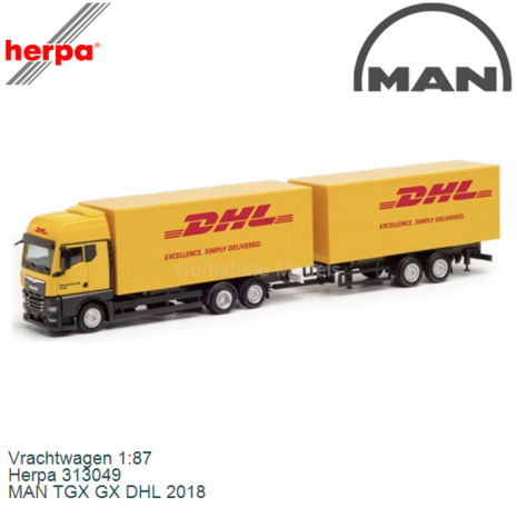 Vrachtwagen 1:87 | Herpa 313049 | MAN TGX GX DHL 2018