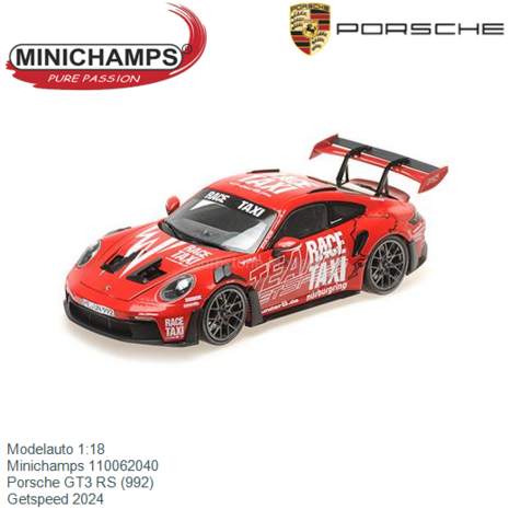 Modelauto 1:18 | Minichamps 110062040 | Porsche GT3 RS (992) | Getspeed 2024