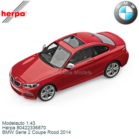 Modelauto 1:43 | Herpa 80422336870 | BMW Serie 2 Coupe Rood 2014