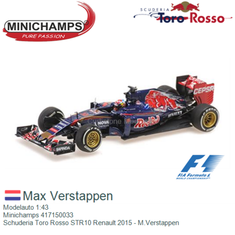 Modelauto 1:43 | Minichamps 417150033 | Schuderia Toro Rosso STR10 Renault 2015 - M.Verstappen