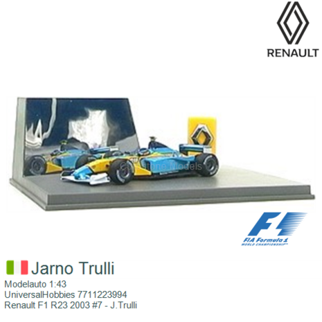 Modelauto 1:43 | UniversalHobbies 7711223994 | Renault F1 R23 2003 #7 - J.Trulli