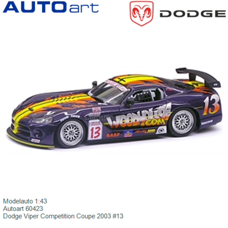 Modelauto 1:43 | Autoart 60423 | Dodge Viper Competition Coupe 2003 #13