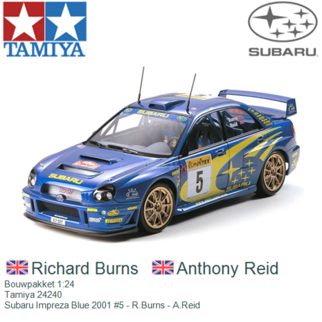 Bouwpakket 1:24 | Tamiya 24240 | Subaru Impreza Blue 2001 #5 - R.Burns - A.Reid