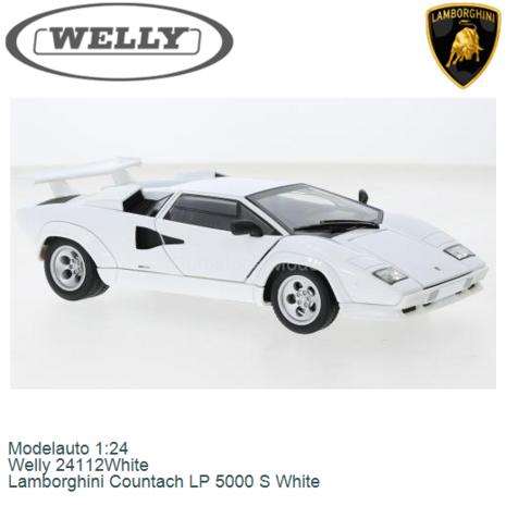 Modelauto 1:24 | Welly 24112White | Lamborghini Countach LP 5000 S White