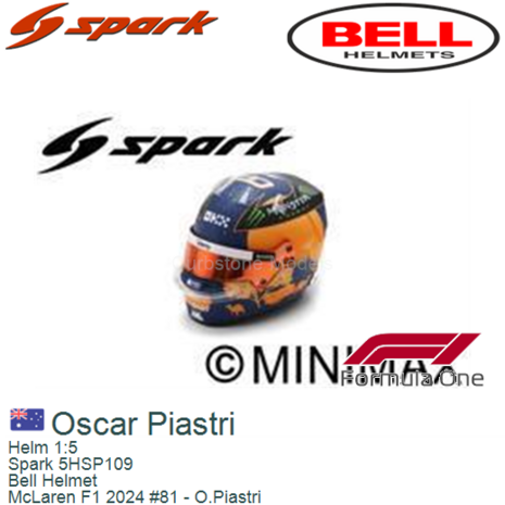 Helm 1:5 | Spark 5HSP109 | Bell Helmet | McLaren F1 2024 #81 - O.Piastri